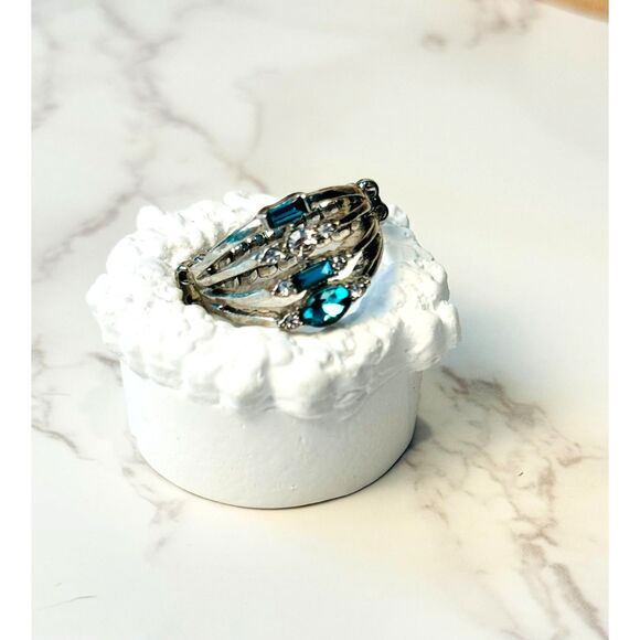 Blue Rhinestone Adjustable Ring - Picture 4 of 5